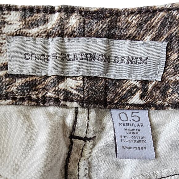 NWT Chico's Jeans Women's Size 6 Chicos 0.5 Platinum Pony Print Slim Tan Brown - Picture 10 of 14